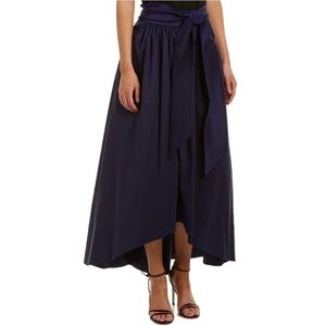 Eliza J Navy Blue Taffeta Ballroom High Low Midi Skirt Size 4 Excellent
